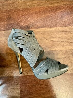 Zara Taupe Strappy High Heel Sandal